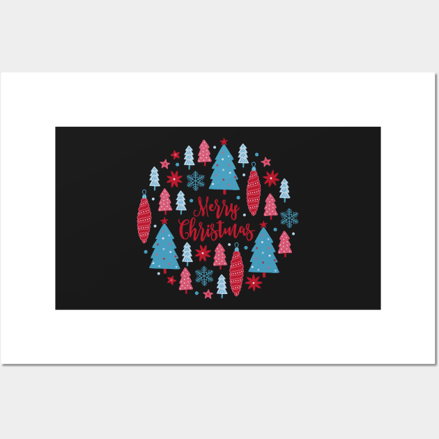 christmas tree ornaments, merry christmas Wall Art by KyrgyzstanShop